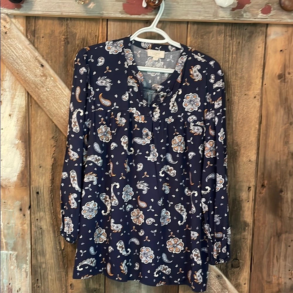 Navy Paisley Women's Top
